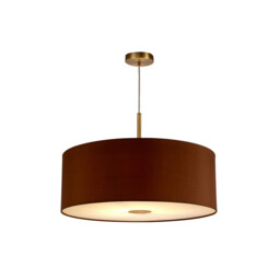 Baymont Antique Brass E27 Single Pendant With 60cm x 22cm Dual Faux Silk Shade, Raw Cocoa/Grecian Bronze - thumbnail 5