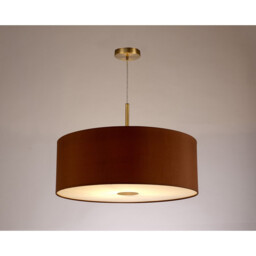 Baymont Antique Brass E27 Single Pendant With 60cm x 22cm Dual Faux Silk Shade, Raw Cocoa/Grecian Bronze - thumbnail 2
