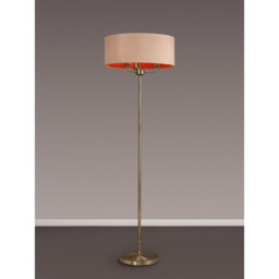 Banyan 3 Light Switched Floor Lamp With 50cm x 20cm Dual Faux Silk Shade, Antique Gold/Ruby Antique Brass - thumbnail 2