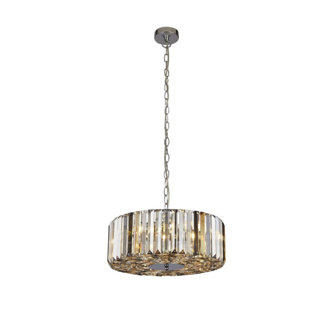 Chapeau 4 Light Chrome Pendant / Semi Flush, Amber, Smoke And Clear Glass Crystals - image 1