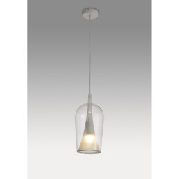 Elsa Pendant With Champagne Glass Shade, 1 Light E27, Clear Glass With Frosted Inner Cone - thumbnail 2