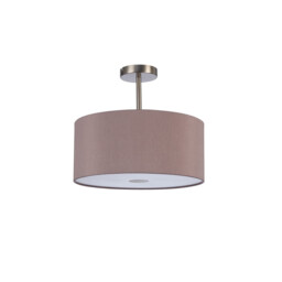 Baymont Satin Nickel 3 Light E27 Semi Flush With 40cm x 18cm Dual Faux Silk Shade, Taupe/Halo Gold - thumbnail 5