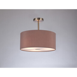 Baymont Satin Nickel 3 Light E27 Semi Flush With 40cm x 18cm Dual Faux Silk Shade, Taupe/Halo Gold - thumbnail 2