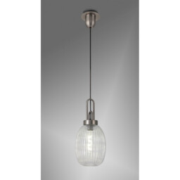 Yorktown Ceiling Pendant E27 20cm Almond Ribbed Glass, Clear Antique Silver, Black - thumbnail 3