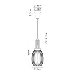 Yorktown Ceiling Pendant E27 20cm Almond Ribbed Glass, Clear Antique Silver, Black - thumbnail 2