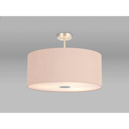 Baymont Satin Nickel 5 Light E27 Semi Flush Fixture With 60cm x 22cm Dual Faux Silk Shade, Antique Gold/Ruby - thumbnail 2