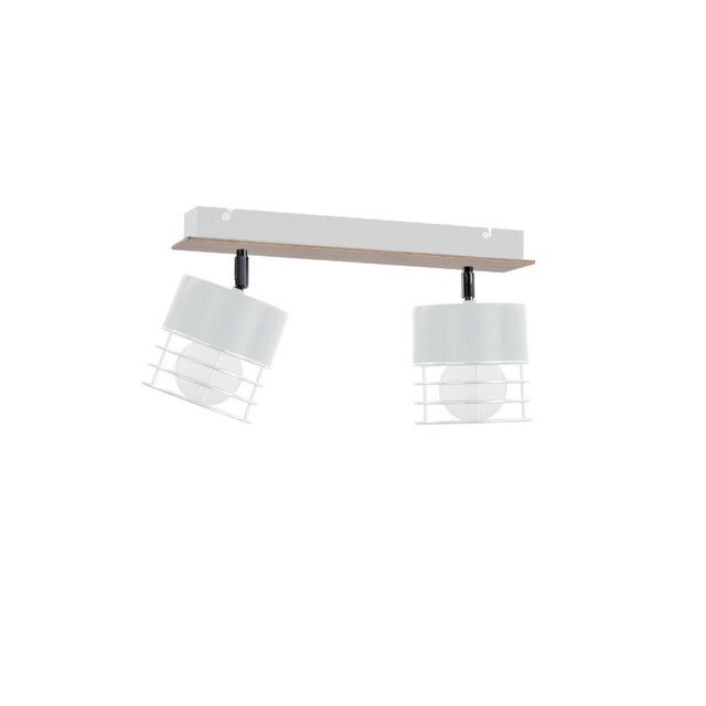 Casa Twin Ceiling Spotlight White, Wood, 50cm, 2x E27