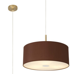 Baymont Antique Brass 3 Light E27 Single Pendant With 50cm x 20cm Dual Faux Silk Shade, Raw Cocoa/Grecian Bronze - thumbnail 1