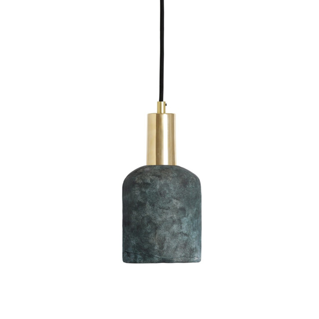 Osier Pendant Blue Earth, Polished Brass - image 1