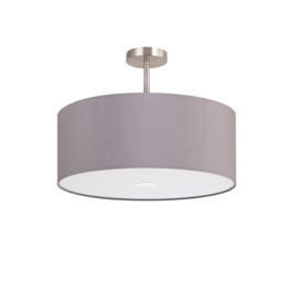 Baymont Satin Nickel 3 Light E27 Semi Flush With 50cm x 20cm Faux Silk Shade, Grey/White Laminate - thumbnail 5