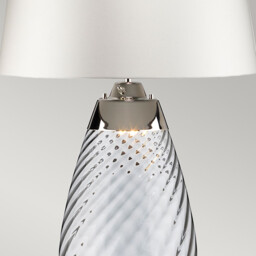 Lena 2 Light Small Blue Table Lamp with Off-white Shade, Blue-tinted Glass , Off-White Shade, E27 - thumbnail 5