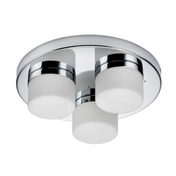 Pure 3 Light Semi Flush Bathroom Ceiling Light Chrome, Opal Glass IP44, G9 - thumbnail 2