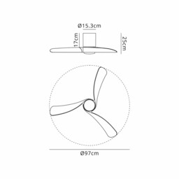 Nemo S 97cm 24W LED Dimmable Ceiling Light With 30W DC Fan, 2700-5000K Remote Control, 3200lm, White - thumbnail 3