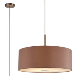 Baymont Satin Nickel E27 Single Pendant With 60cm Dual Faux Silk Shade, Taupe/Halo Gold - thumbnail 1