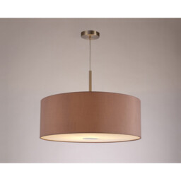 Baymont Satin Nickel E27 Single Pendant With 60cm Dual Faux Silk Shade, Taupe/Halo Gold - thumbnail 2