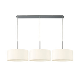 Baymont Polished Chrome 3 Light E27 Linear Pendant With 40cm x 18cm Faux Silk Shade, Ivory Pearl/White Laminate - thumbnail 5