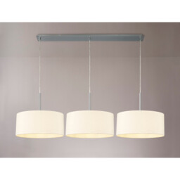 Baymont Polished Chrome 3 Light E27 Linear Pendant With 40cm x 18cm Faux Silk Shade, Ivory Pearl/White Laminate - thumbnail 2