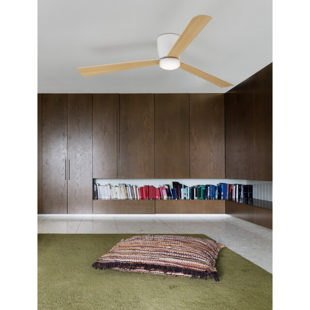 Dell Ceiling Fan Aluminium Wood & Matt White 3ABS Wood Blades - image 1