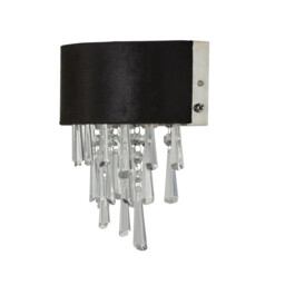 Glamour 2 Light Wall Light Black Velvet, Clear Crystal - thumbnail 2