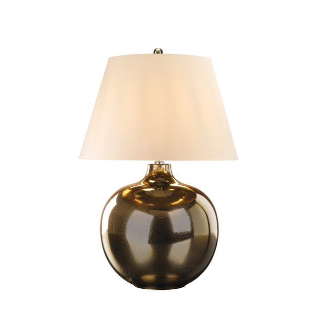 Ottoman Table Lamp with Round Tapered Shade, Bronze Metalic, Ivory Shade - image 1