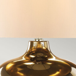 Ottoman Table Lamp with Round Tapered Shade, Bronze Metalic, Ivory Shade - thumbnail 3