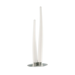 Estalacta Table Lamp 2 Light GU10 Indoor/Outdoor IP44, Silver/Opal White