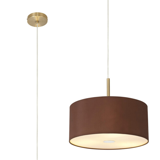 Baymont Antique Brass 3 Light E27 Single Pendant With 40cm x 18cm Dual Faux Silk Shade, Raw Cocoa/Grecian Bronze - image 1