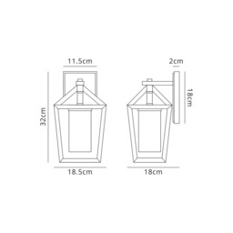 Meredith Down Wall Lamp, 1 x E27, IP54, Anthracite, Clear Rain Drop Effect Glass - thumbnail 2