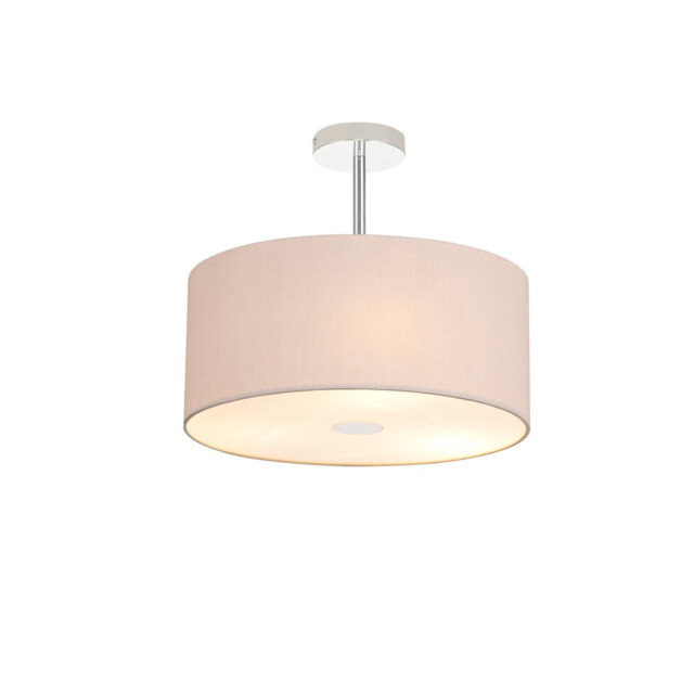 Baymont Polished Chrome 3 Light E27 Semi Flush With 40cm x 18cm Dual Faux Silk Shade, Nude Beige/Moonlight - image 1