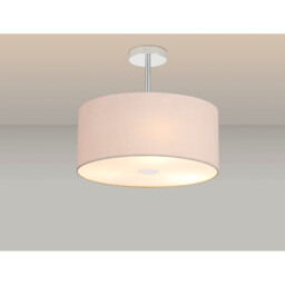Baymont Polished Chrome 3 Light E27 Semi Flush With 40cm x 18cm Dual Faux Silk Shade, Nude Beige/Moonlight - thumbnail 2