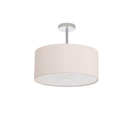 Baymont Polished Chrome 3 Light E27 Semi Flush With 40cm x 18cm Dual Faux Silk Shade, Nude Beige/Moonlight - thumbnail 5