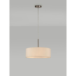Baymont Satin Nickel 5 Light E27 Single Pendant, With 45cm x 15cm Faux Silk Shade, Ivory Pearl/White Laminate - thumbnail 2
