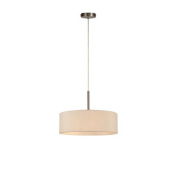 Baymont Satin Nickel 5 Light E27 Single Pendant, With 45cm x 15cm Faux Silk Shade, Ivory Pearl/White Laminate - thumbnail 5