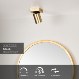 Nigel Modern Ceiling Spotlight - LED Dim to warm - GU10 - 1x5W 2200K/3000K - Matt Gold, Brass - thumbnail 2