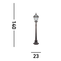Capri 1 Light Outdoor Bollard Light Rustic Brown IP43, E27 - thumbnail 3