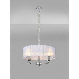 Banyan 3 Light Multi Arm Pendant With 45cm x 15cm Organza Shade Polished Chrome/Grey - thumbnail 2