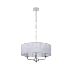 Banyan 3 Light Multi Arm Pendant With 45cm x 15cm Organza Shade Polished Chrome/Grey - thumbnail 5