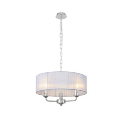 Banyan 3 Light Multi Arm Pendant With 45cm x 15cm Organza Shade Polished Chrome/Grey - thumbnail 1