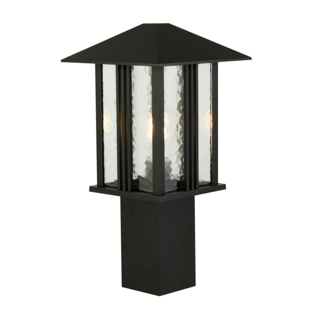 1 Light Outdoor Post (450mm Height) - Black With Water Glass - image 1