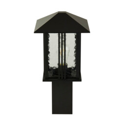 1 Light Outdoor Post (450mm Height) - Black With Water Glass - thumbnail 2