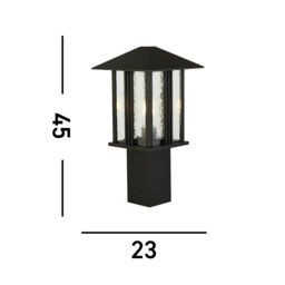 1 Light Outdoor Post (450mm Height) - Black With Water Glass - thumbnail 3