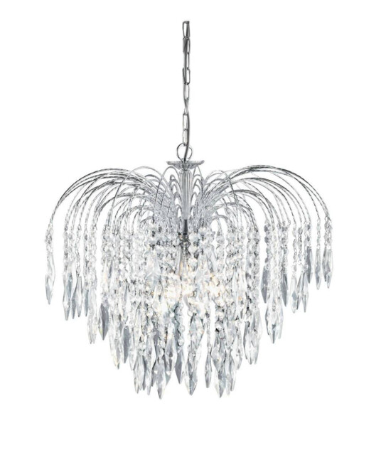 Waterfall 5 Light Crystal Chandelier Chrome Finish, E14 - image 1