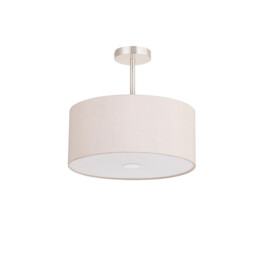 Baymont Satin Nickel 3 Light E27 Semi Flush With 40cm x 18cm Dual Faux Silk Shade, Nude Beige/Moonlight - thumbnail 5