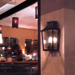 Turin Outdoor 1 Light Half Wall Lantern, Black, IP54, E27 - thumbnail 2