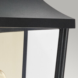 Turin Outdoor 1 Light Half Wall Lantern, Black, IP54, E27 - thumbnail 5