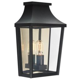 Turin Outdoor 1 Light Half Wall Lantern, Black, IP54, E27 - thumbnail 1