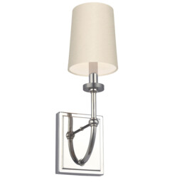 Feiss Felixstowe Wall Lamp with Shade Polished Chrome, Scallop Faux Silk Shade, 3000K, IP44 - thumbnail 1