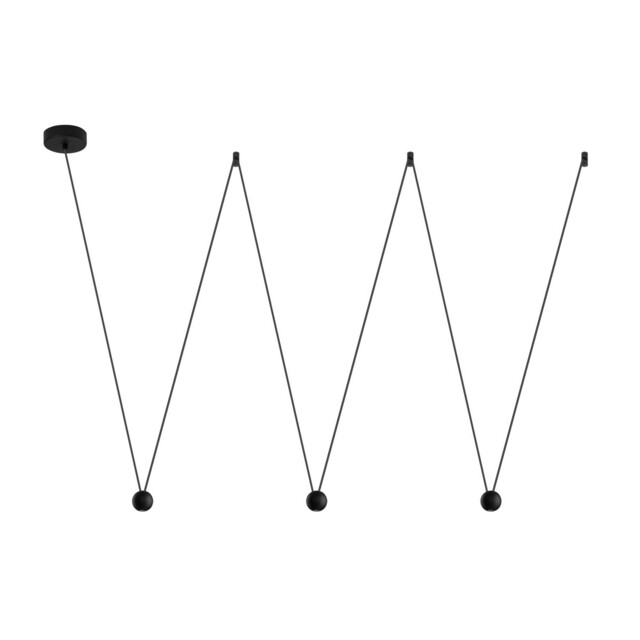 Nocci 3 Light Integrated LED Pendant Ceiling Light Black Aluminium Black Fabric Wire LED 3x4.5W 660Lm 3000K - image 1