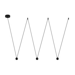 Nocci 3 Light Integrated LED Pendant Ceiling Light Black Aluminium Black Fabric Wire LED 3x4.5W 660Lm 3000K