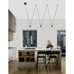 Nocci 3 Light Integrated LED Pendant Ceiling Light Black Aluminium Black Fabric Wire LED 3x4.5W 660Lm 3000K - thumbnail 2
